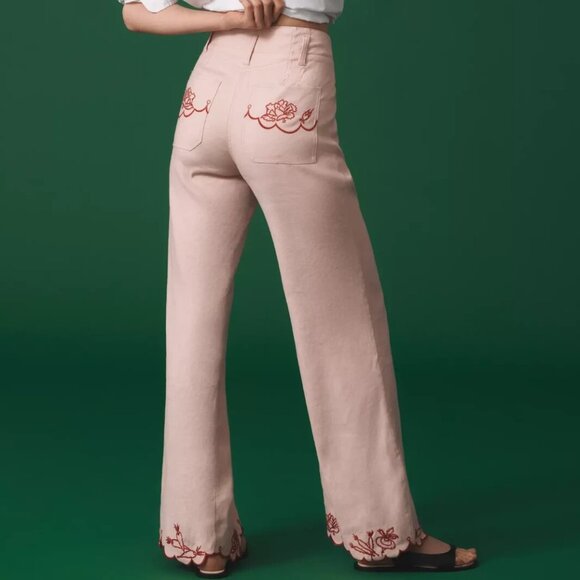 Anthropologie Maeve The Junie High-Rise Flare Pants Embroidered Edition 24T 24 T - Picture 4 of 5